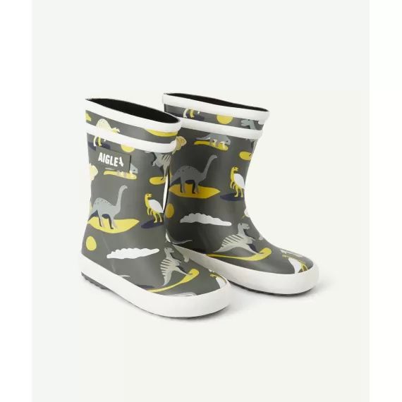 Bottes babyflac premiers pas en caoutchouc kaki imprimé dino –  – Soldes
