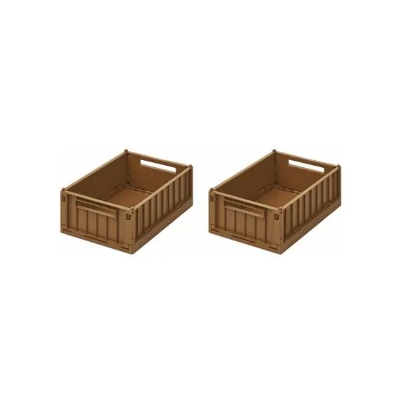 Lot de 2 petites caisses de rangement Weston Golden caramel (9,5 x 18 x 25 cm)