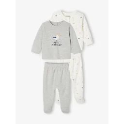 Lot de 2 Pyjamas bébé 2 pièces gris chiné
