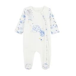 Pyjama bébé en velours ouverture zippée Luna blanc