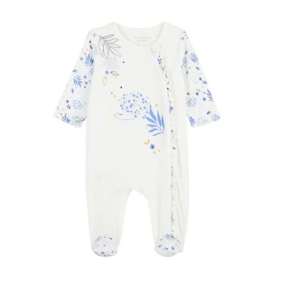 Pyjama bébé en velours ouverture zippée Luna blanc