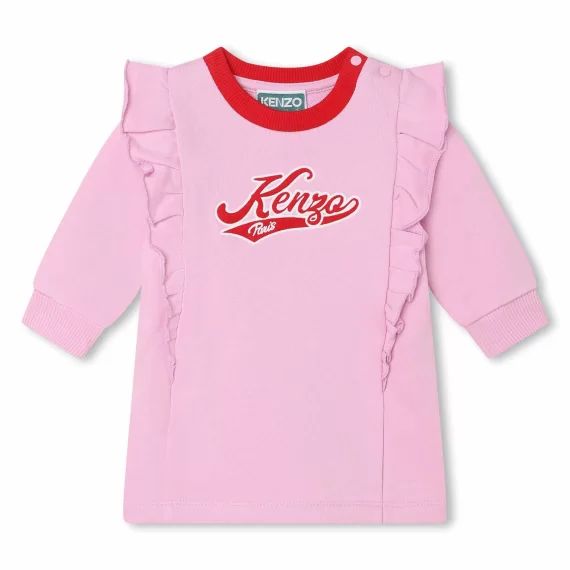 Robe droite en coton à logo Fille Rose