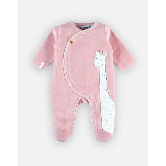 Pyjama Dors-bien Girafe En Velours Rose