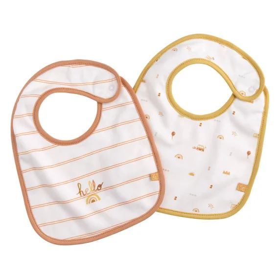 Lot De 2 Bavoirs En Coton Blanc