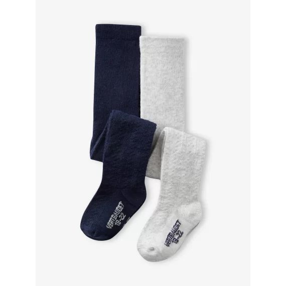 Lot de 2 paires de collants en maille ajourée bébé fille marine