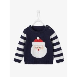 Pull Père Noël bébé en tricot encre