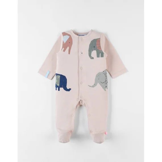Pyjama 1 Pièce Éléphants En Jersey Beige
