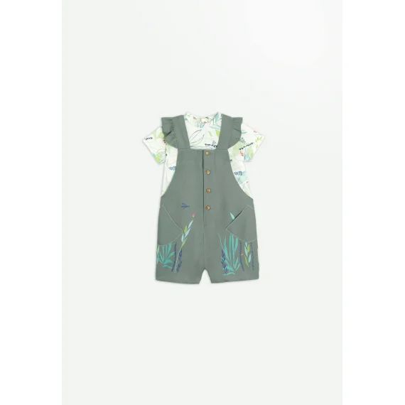 Ensemble Salopette Bébé Et T-shirt Flow Vert