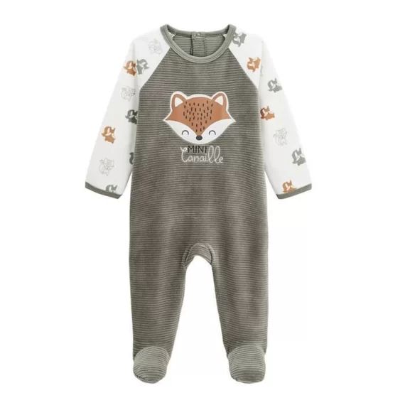 Pyjama bébé en velours Canaille vert