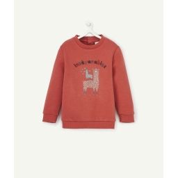 Sweat bébé garçon rouge en fibres recyclées avec message brodé –  – Soldes