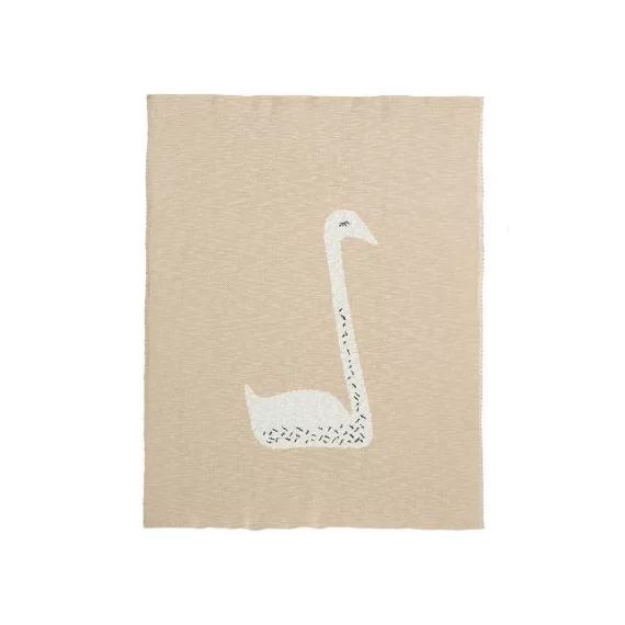 Couverture en coton bio cygne pêche (80 x 100 cm)