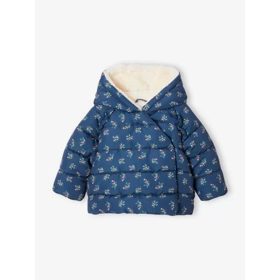 Doudoune doublée bébé asymétrique bleu ardoise