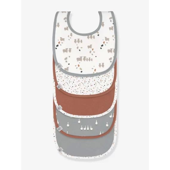 Lot de 5 bavoirs bébé LÄSSIG en coton biologique lot de 5 tiny farmer mouton
