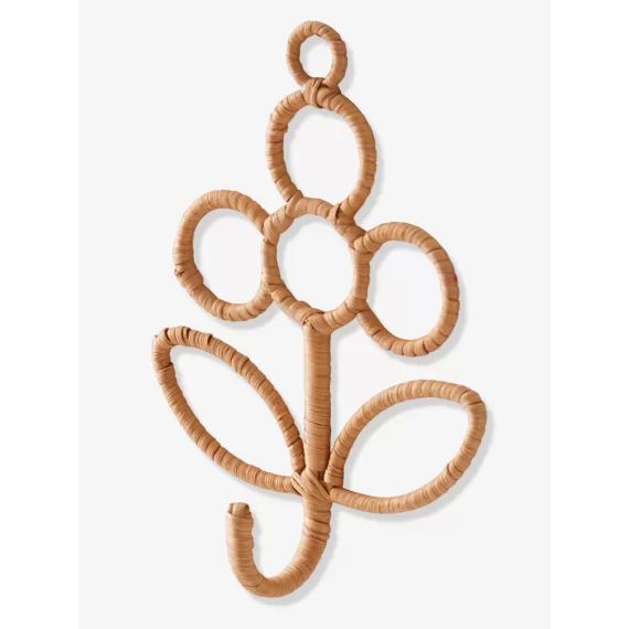 Patère en rotin fleur beige