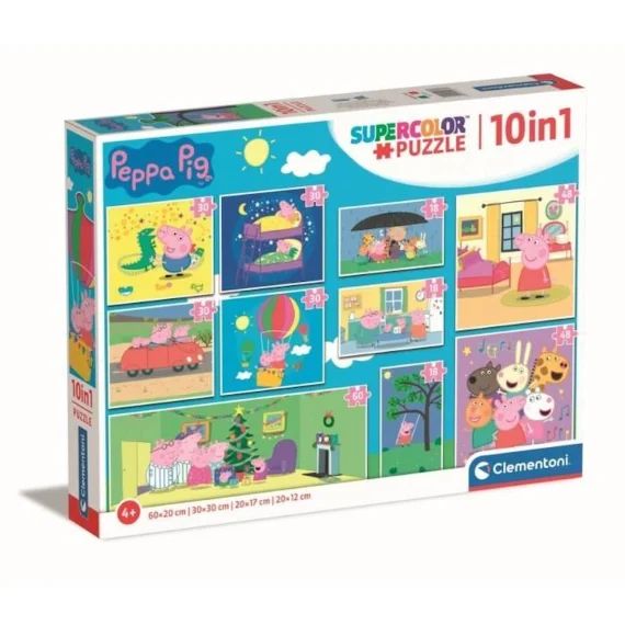 Clementoni -Puzzle 10 en 1 – Peppa Pig blanc