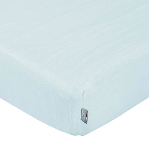 Drap Housse En Gaze De Coton À Carreaux Bleu