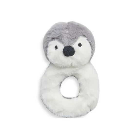 Hochet peluche Pingouin storm grey gris