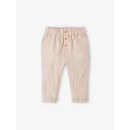 Pantalon rayé bébé taille élastiquée sable