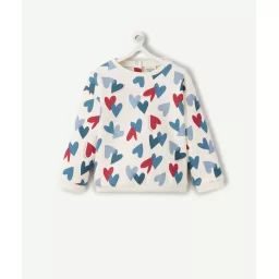 Sweat bébé fille en fibres recyclées imprimé coeurs bleus –  – Soldes