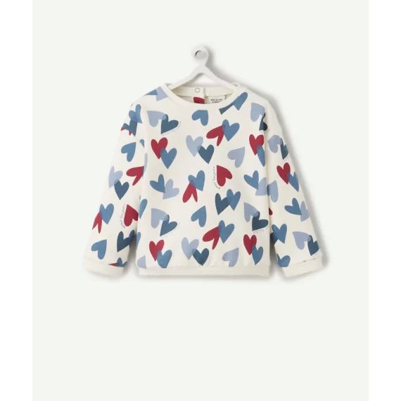 Sweat bébé fille en fibres recyclées imprimé coeurs bleus –  – Soldes