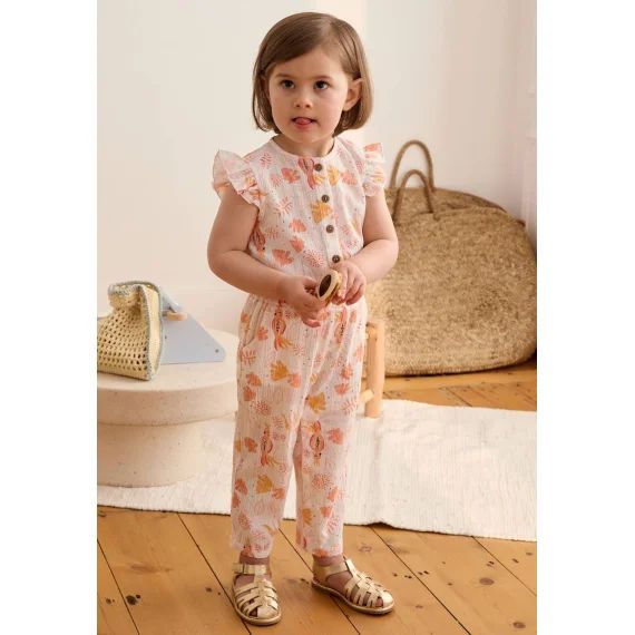 Combinaison Bébé En Gaze De Coton Sumba Rose