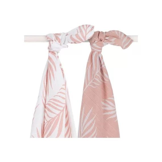 Lot de 2 langes Nature rose pâle (115 x 115 cm)