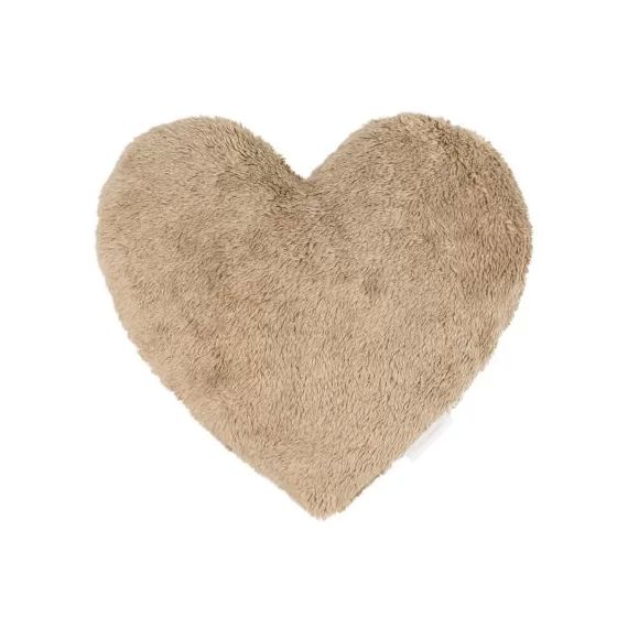 Coussin en teddy coeur chocolat Boho (40 cm)