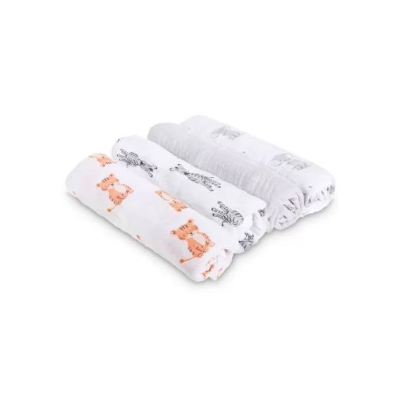 Lot de 4 maxi langes en coton Safari babes (112 x 112 cm)