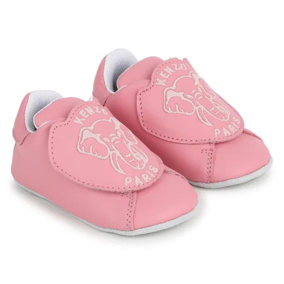 Chaussons en cuir avec scratch UNISEXE Rose