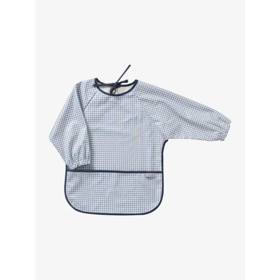 Bavoir tablier manches longues vichy bleu