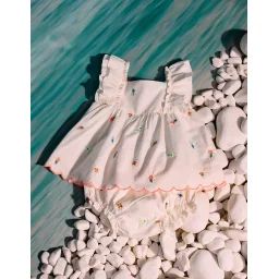Top + Bloomer Avec Broderies Fleurs Brothers & Sisters Blanc