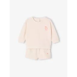Ensemble sweat + short bébé écru