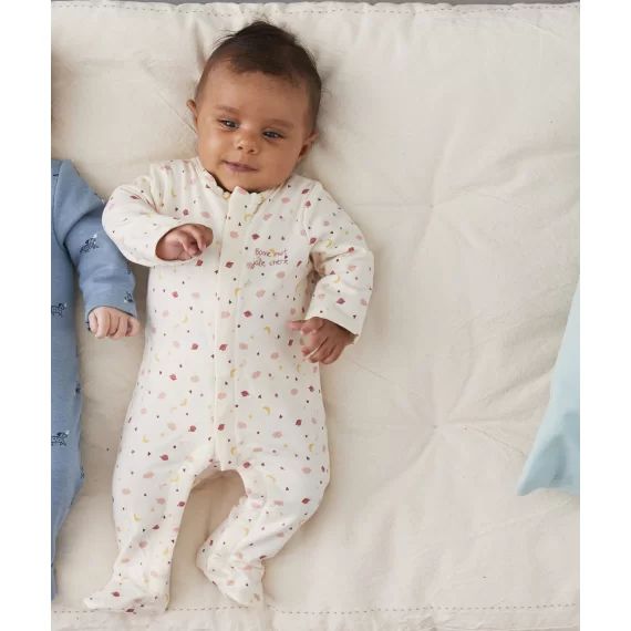 Dors bien en coton biologique écru thème nuit –  – Soldes