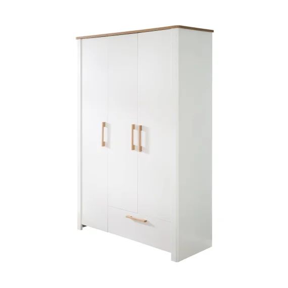 Armoire Bébé 3 Portes À Fermeture Douce Ava Blanc / Chêne Artisan
