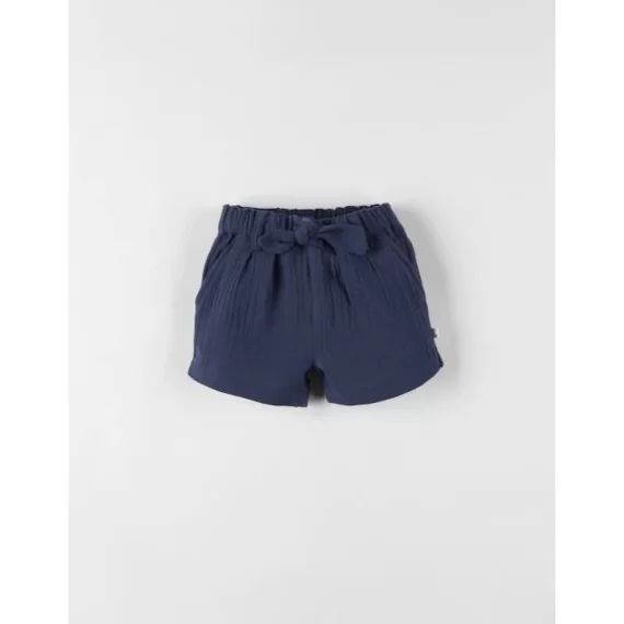 Short En Mousseline De Coton Bleu