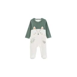 Pyjama Bébé En Velours Merlin – Petit Beguin – Garçon – Kaki – Vert Vert
