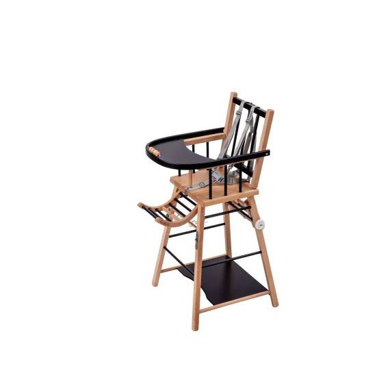Chaise Haute Traditionnelle Marcel Transformable Barreaux Hybride Bois Et Noir