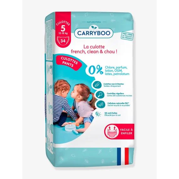 34 culottes écologiques T5 (12-18 kg) CARRYBOO bleu