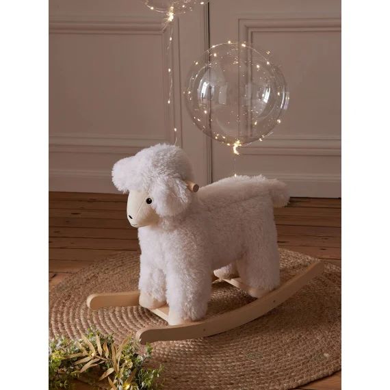 Mouton à bascule en bois FSC® blanc