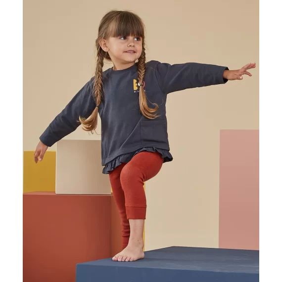 Le t-shirt évolutif manches longues bleu marine en coton pima –  – Soldes