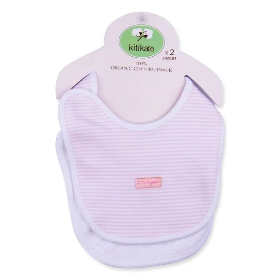 Lot De 2 Bavoirs En Coton Biologique Dreams Rose – Rayé