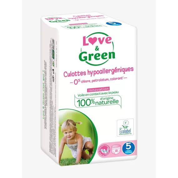 Culottes hypoallergéniques T5 x 18 LOVE&GREEN blanc