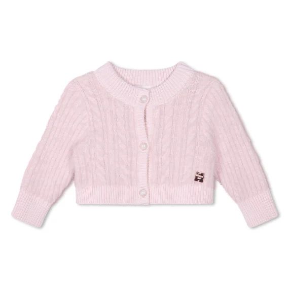 Cardigan en tricot fantaisie Fille Rose