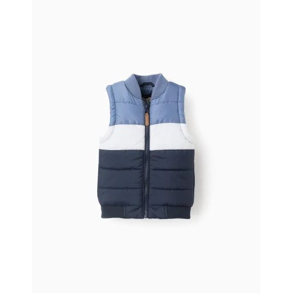 Doudoune Sans Manches Avec Colorblock Bleu