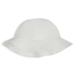 Chapeau en percale avec liens Fille Blanc