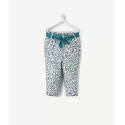 Le pantalon fluide fleuri avec ceinture en broderie anglaise –  – Soldes