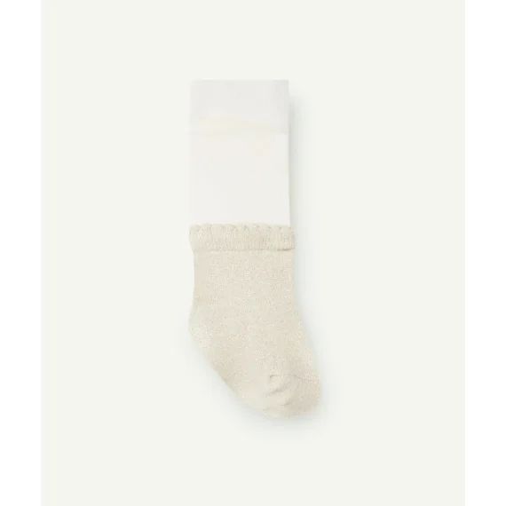 Les collants bébé fille blanc et couleur dorée