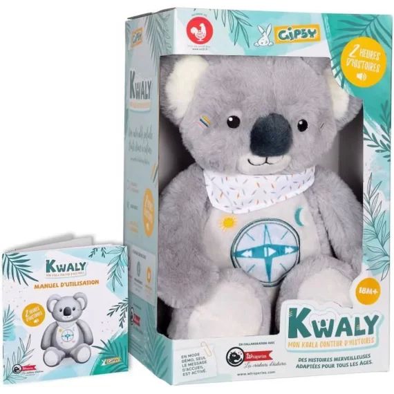 Peluche – Gipsy Toys – Kwaly mon Koala conteur d&rsquo;histoires – Peluche qui parle interactive gris