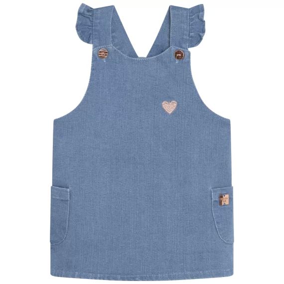 Robe salopette en denim Fille Bleu