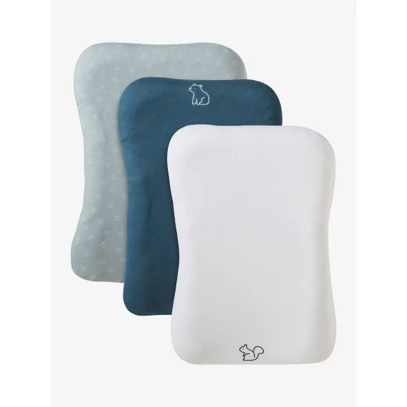 Lot de 3 housses de matelas à langer bleu grisé